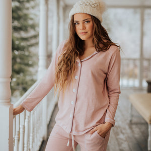 Albion Pink Button Down Pajama Top