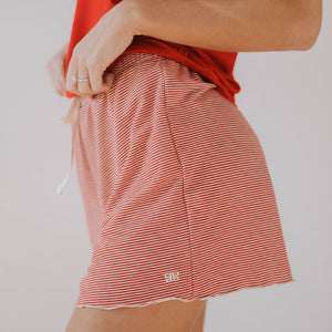 Sweet Slumber Shorts, Red Stripe