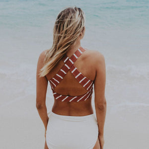 Woman wearing Sydney Game Changer Swim Crop by Albion Fit