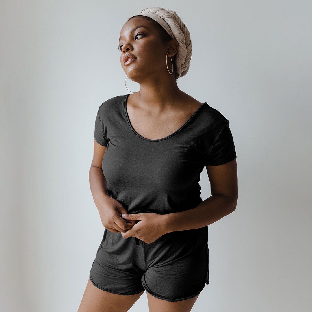 Black t shirt romper sale