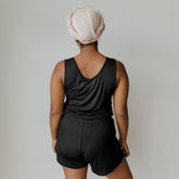 Serenity Tank Romper, Black