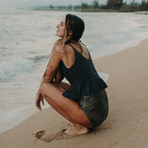 Matte Black Tied Up Tankini