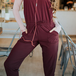 Wine Classic Overall Jumpsuit
