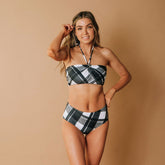 Echo Swim Top, Black Plaid