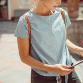 French Blue Front Tie Top