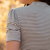 Puff Sleeve Tee, Olive Stripe