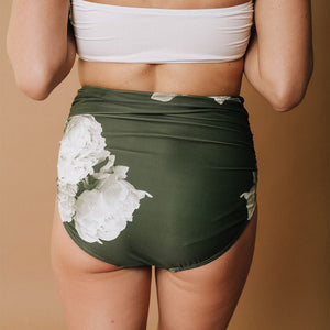 Peonies Ruched High-Waisted Bottoms