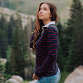 Women's Navy Striped Rugby