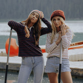 Navy Striped Rugby For Ladies