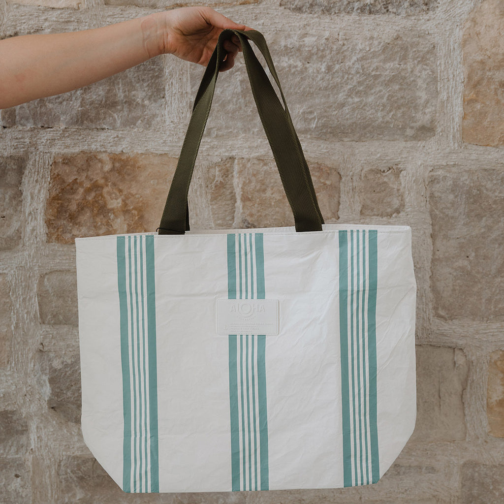 Day Tripper Tote in Black and White, Diagonal Stripes — RED DIRT ROAD