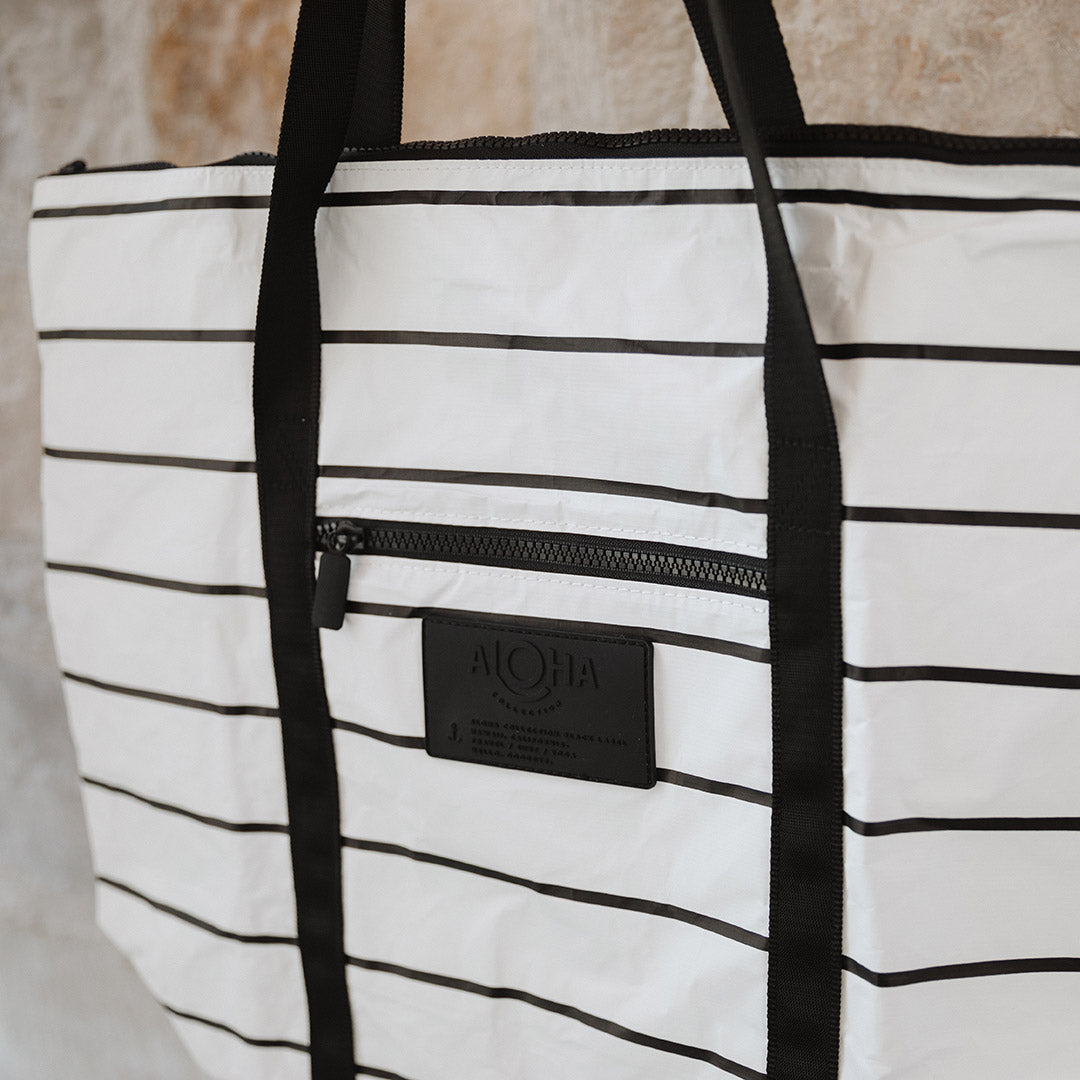 Aloha Collection Pinstripe Zipper Tote